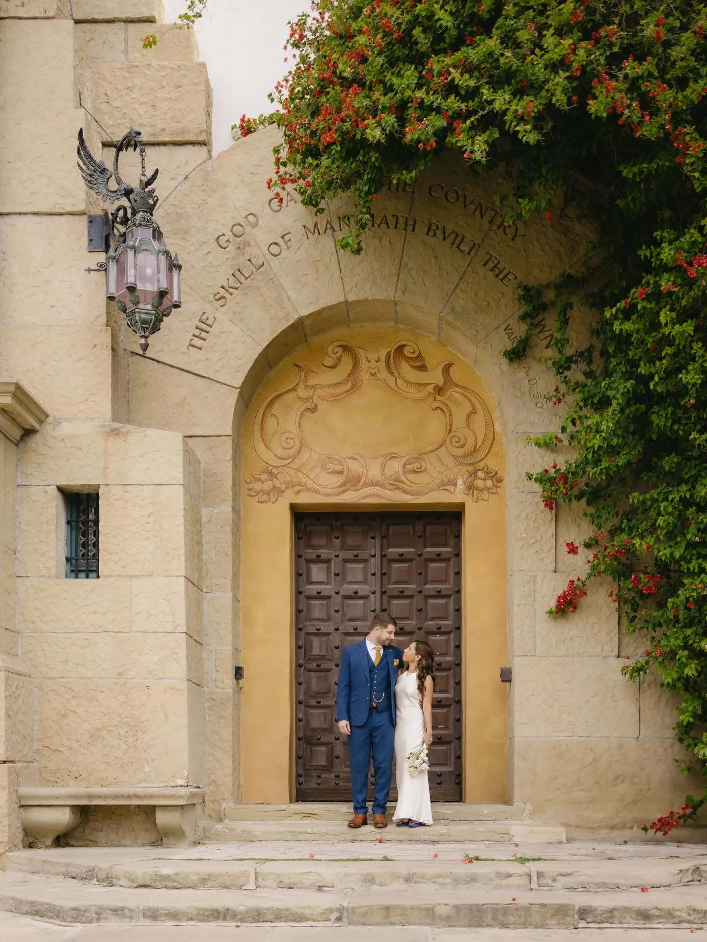 Couple at the Santa Barbara Courthouse doorway