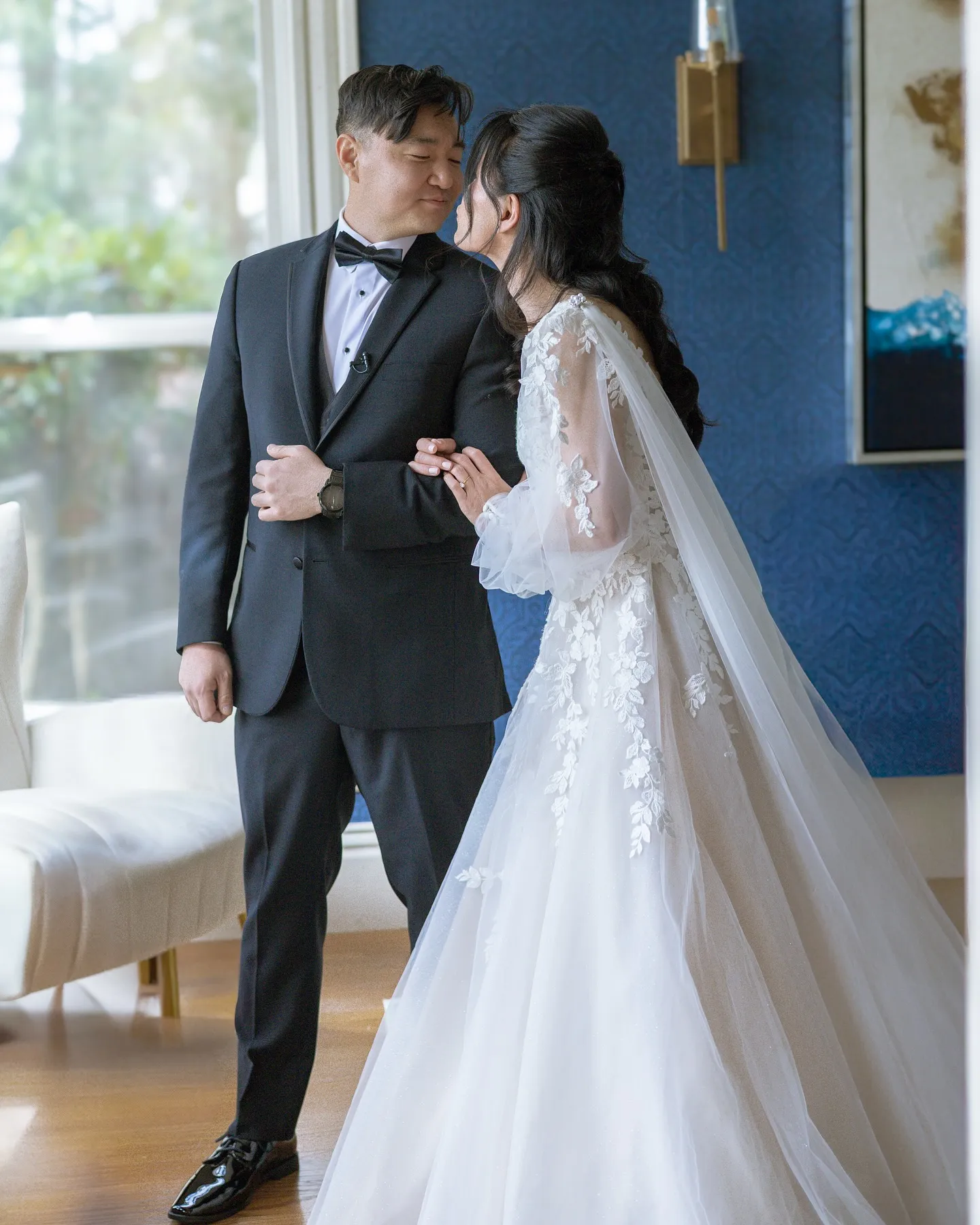 Bride and groom together before the ceremony