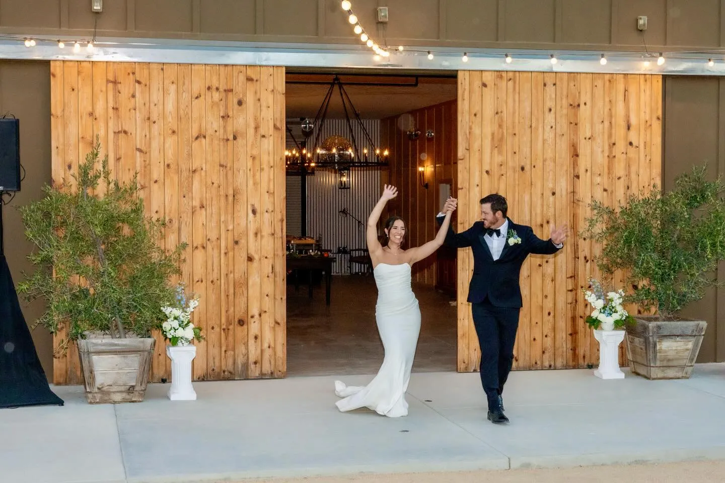 Newlyweds making their grand entrance to the reception